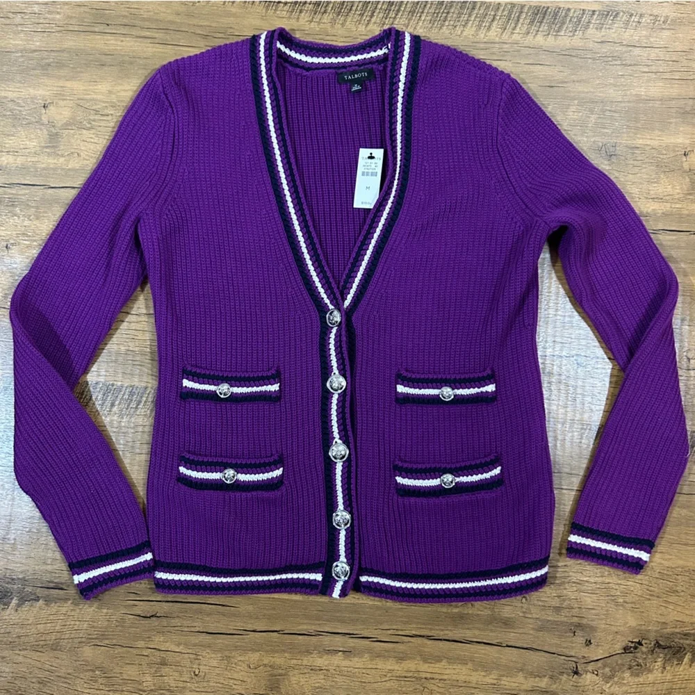 Talbots V-NECK CARDIGAN - TEXTURE
STRIPE - Picture 6 of 16